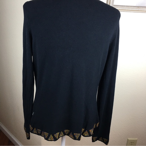 BCBGMAXAZRIA Black Cardigan & Shell Sweater Beaded Diamond Design Size M - Picture 2 of 16
